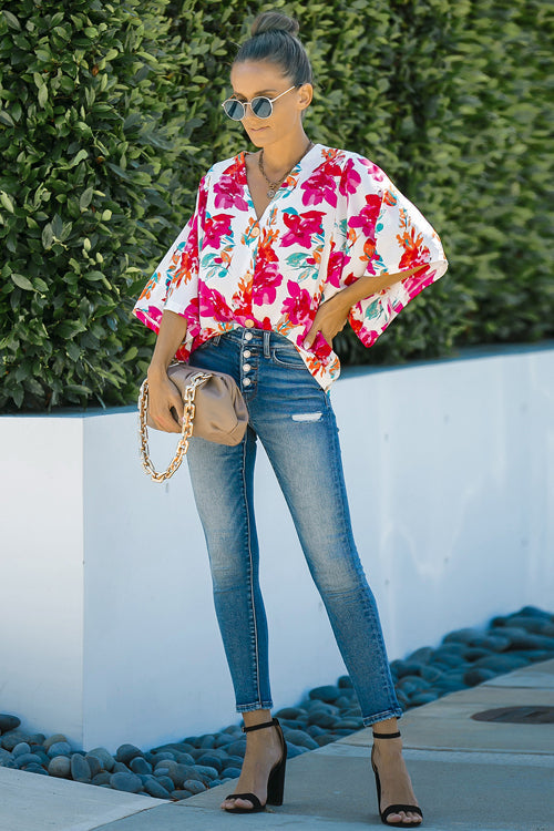 Grow Toward Affection Print Button Up Top