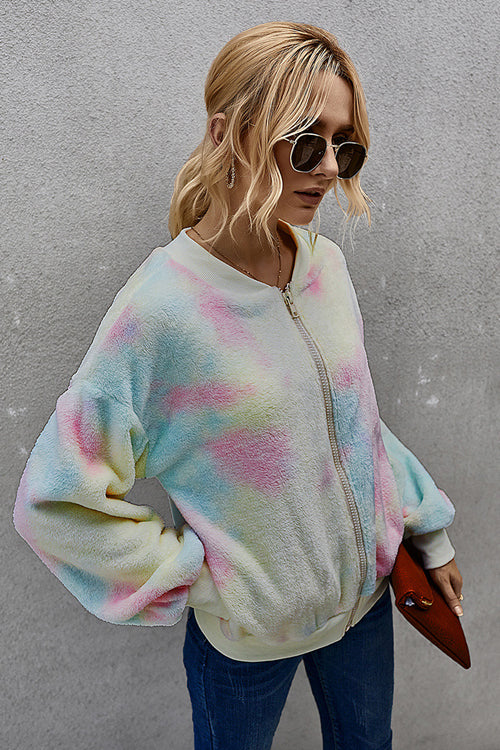Autumn Ready Tie-Dye Fluffy Jacket