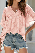 A Chance For Affection Floral Jacquard Short Sleeve Top - 7 Colors