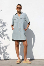 Popular Charmer Short Sleeve Denim Mini Dress