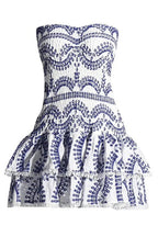 Delightful Like You Pleated Mini Dress - White&Blue