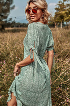 Blossoming Charmer Print V-Neck Midi Dress