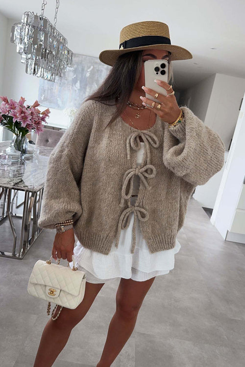 Uniquely Cozy Tie-Front Knit Cardigan Sweater