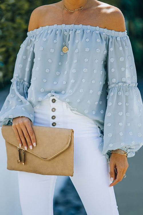 Delightful One Swiss Dot Off Shoulder Top