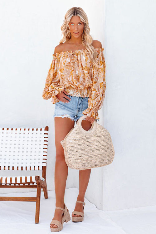 You're My Reason Printed Smocked Top