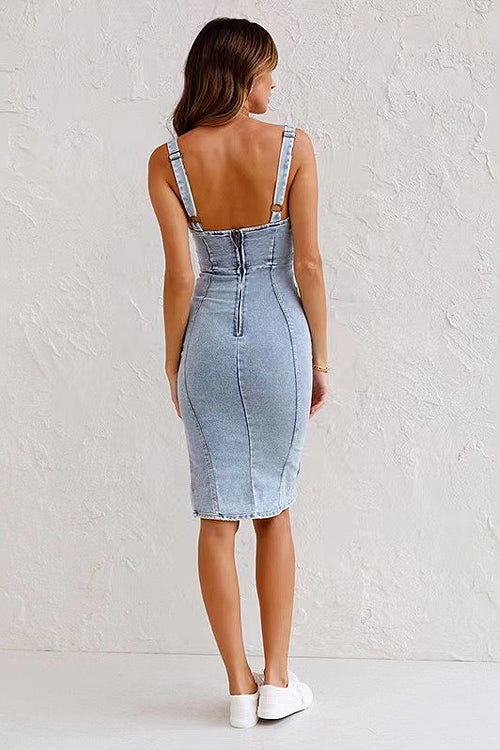 Crush-Worthy Wash Zip Denim Mini Dress