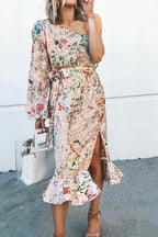Keep It Charming Floral One-Shoulder Midi Dress