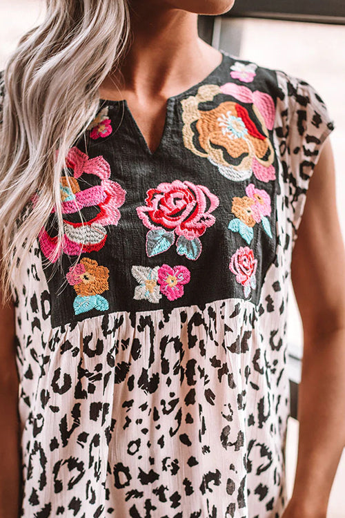 Sunlit Moments Floral Embroidery Shift Top