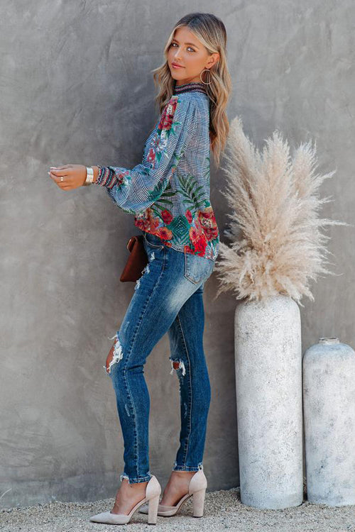 Getaway Reveries Floral Print Smocked Top