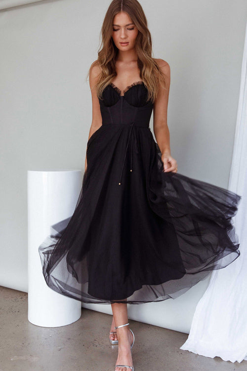 Rare Radiance Tulle Backless Midi Dress - 8 Colors