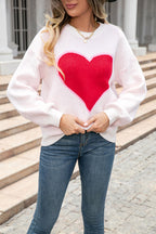 Fell In Affection Heart Long Sleeve Knit Sweater