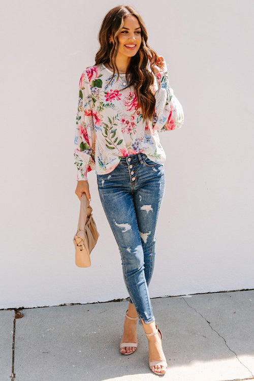 Delightful And Polished Floral Print Smocked Top
