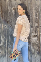 Getting Closer Hollow-Out Short Sleeve Top