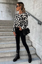 Season To Glow Leopard Backless Long Sleeve Top
