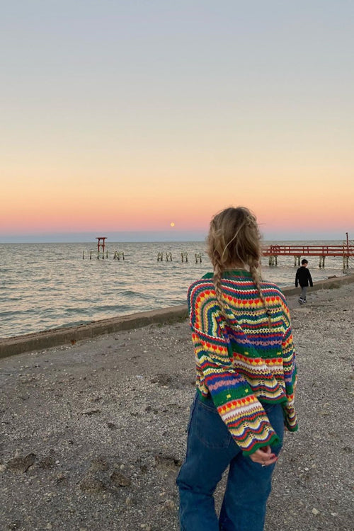 Let's Get Away Colorful Stripe Knit Sweater