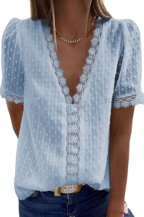 Delightful Day Swiss Dot Lace Top