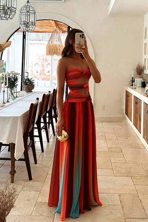 Vibrant Muse Strapless Maxi Dress