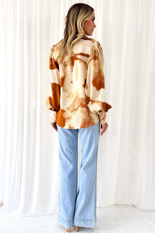 Help You Out Print Collared Long Sleeve Top