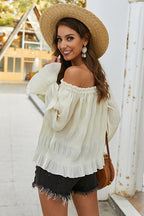 Taking It Effortless Off Shoulder Pleated Top