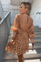 Save Your Affection Crochet Tulle Warp Mini Dress