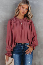 Promised Playful Spirit Ruffled Cotton Long Sleeve Top