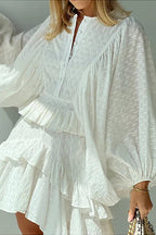 A New Day Crochet Lace Long Sleeve Mini Dress