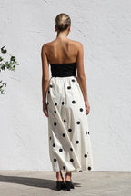 Beloved Daylily Strapless Dot Maxi Dress