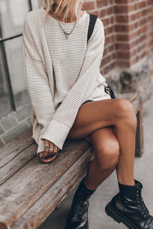 Everyday Radiance Long Sleeve Side Slit Knit Dress -3 Colors