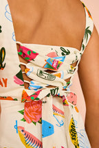 All Up To You Print Tie-Back Mini Dress