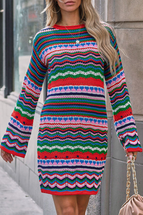 Let Your Affection Glow Striped Knit Mini Dress