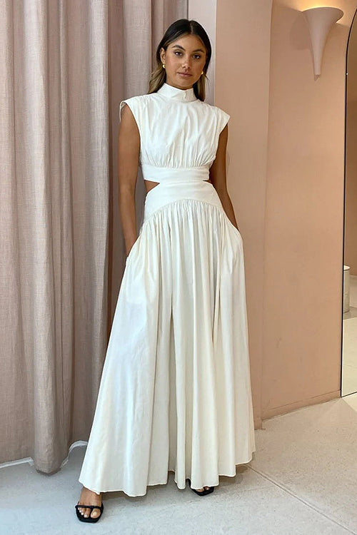 Share Your Joy Cut-out White Maxi Dress