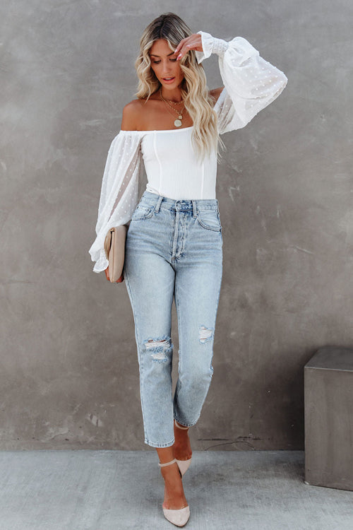 Polished Scene Swiss Dot Ribbed Bodysuit