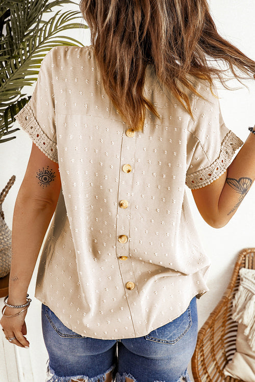 Every Summer Day Lace Dot Short Sleeve Top