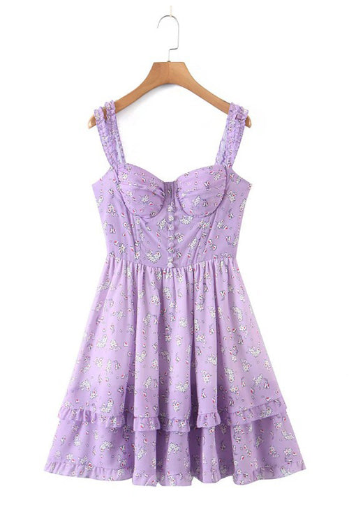Delightful You Ruffled Floral Print Mini Dress