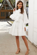 Romance-Kissed White Puff Sleeve Mini Dress