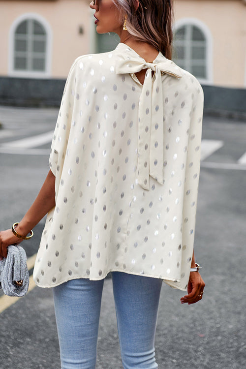Promises Kept Dotted Short Sleeve Cape Top
