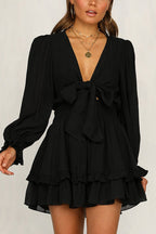 Show Your Style Ruffled Bowknot Mini Dress - 9 Colors