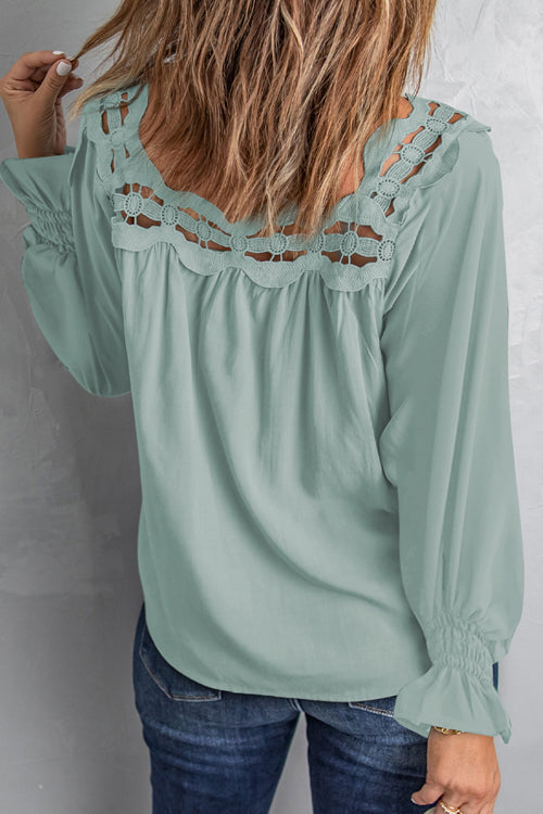 Romance-Inspired History Crochet Long Sleeve Top