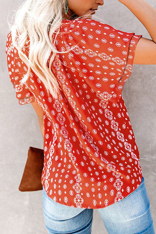 Blissful Getaway Floral Print Button-Up Top