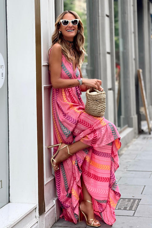 Dance The Evening Boho Print Maxi Dress