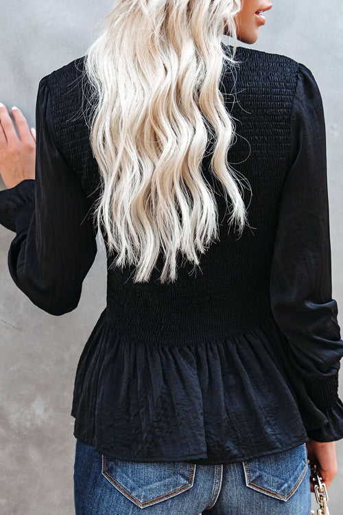 Livin' Breezy High Neck Pleated Chiffon Top