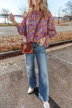 Celebrating Life Printed Smocked Long Sleeve Top