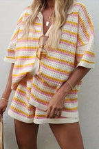 Toasty Muse Striped Short Sleeve Knit Set