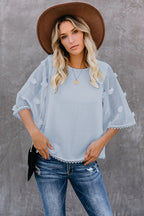 Delightful Time Swiss Dot Half Sleeve Top