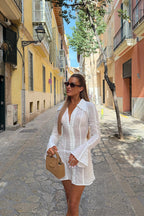 Endlessly Cute Button Down Long Sleeve Mini Dress