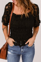 Sweetly Sentimental Lace Pleated Short Sleeve Top