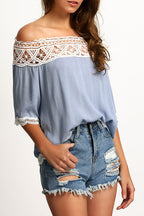 Delightful Memories Off the Shoulder Eyelet Top