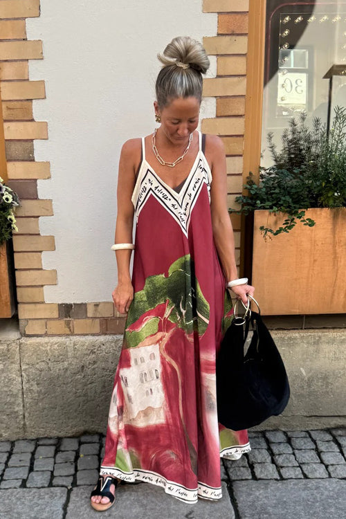 Wondrous Muse V-Neck Printed Maxi Dress