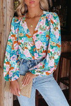 Blooming Season Floral Print Wrap Bodysuit