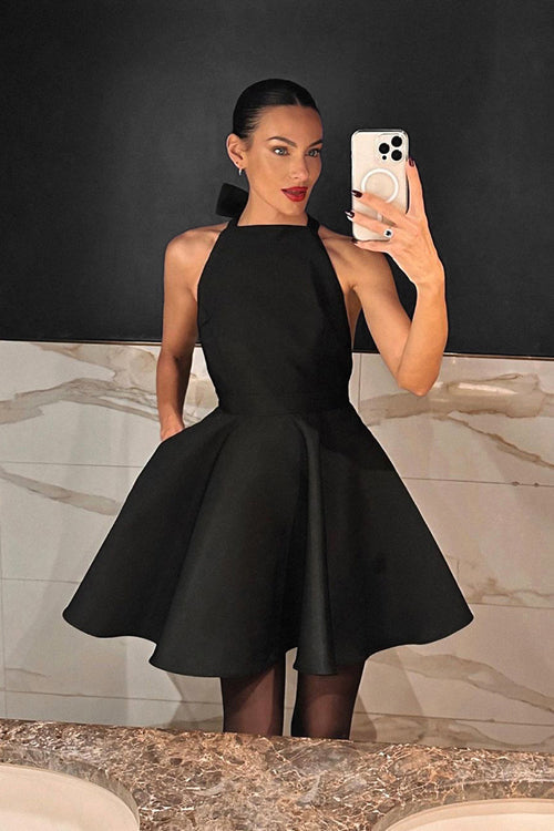 Love Story That Wows Black Backless Mini Dress
